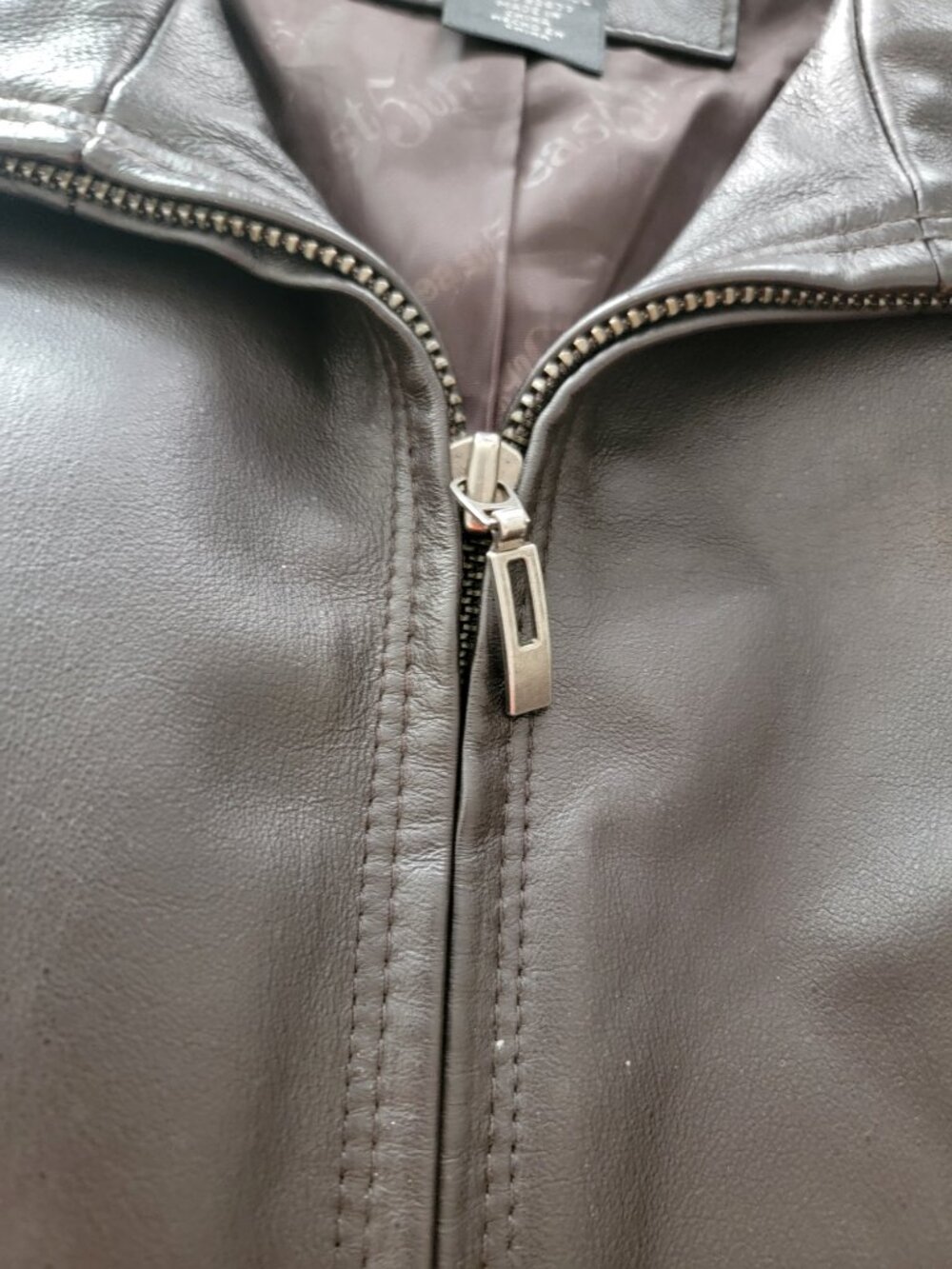 EAST 5TH Fitted Brown Leather Jacket Fully Lined Blazer/Jacket Zip Up - Picture 4 of 13
